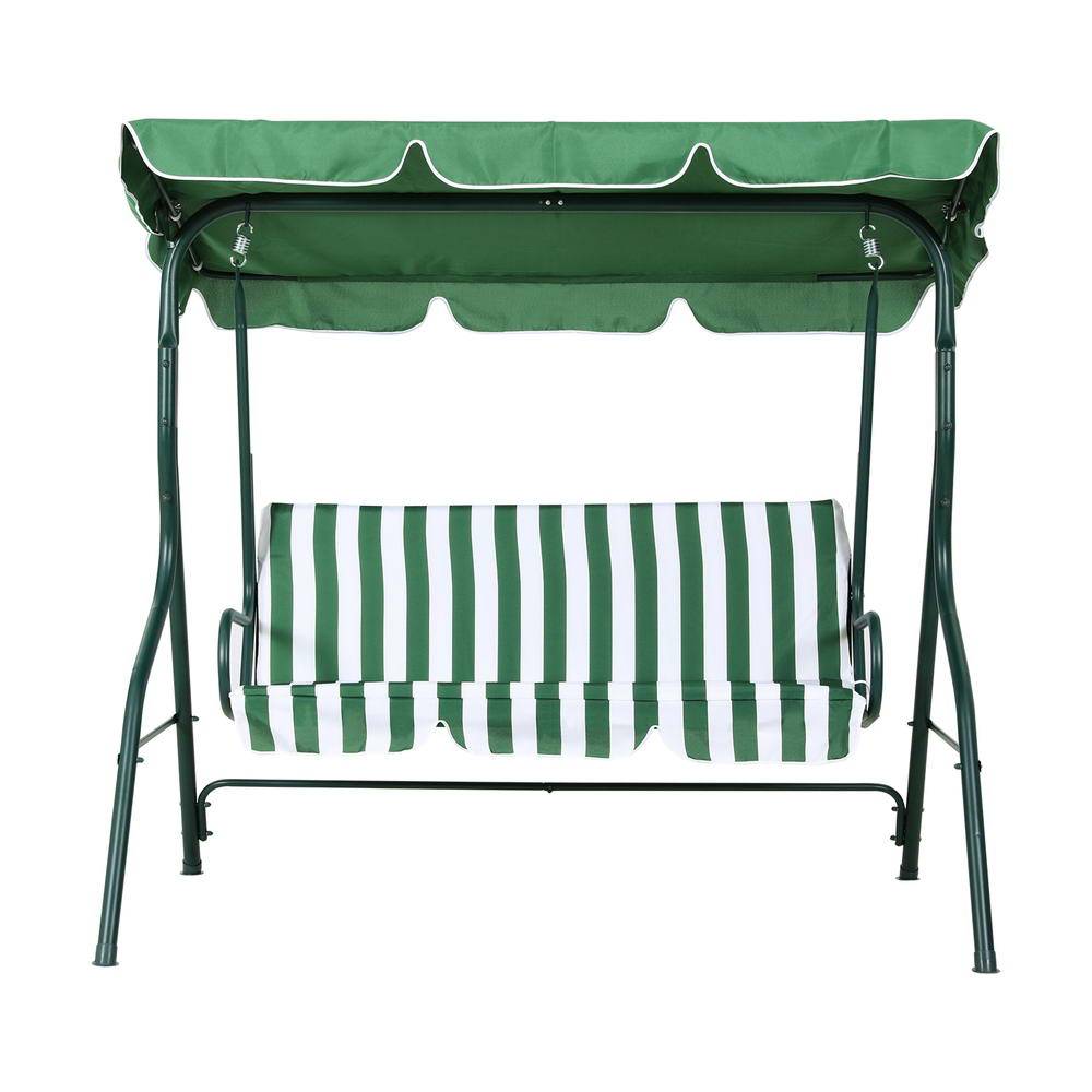 Camila White Green Outdoor Canopy Swing Chair