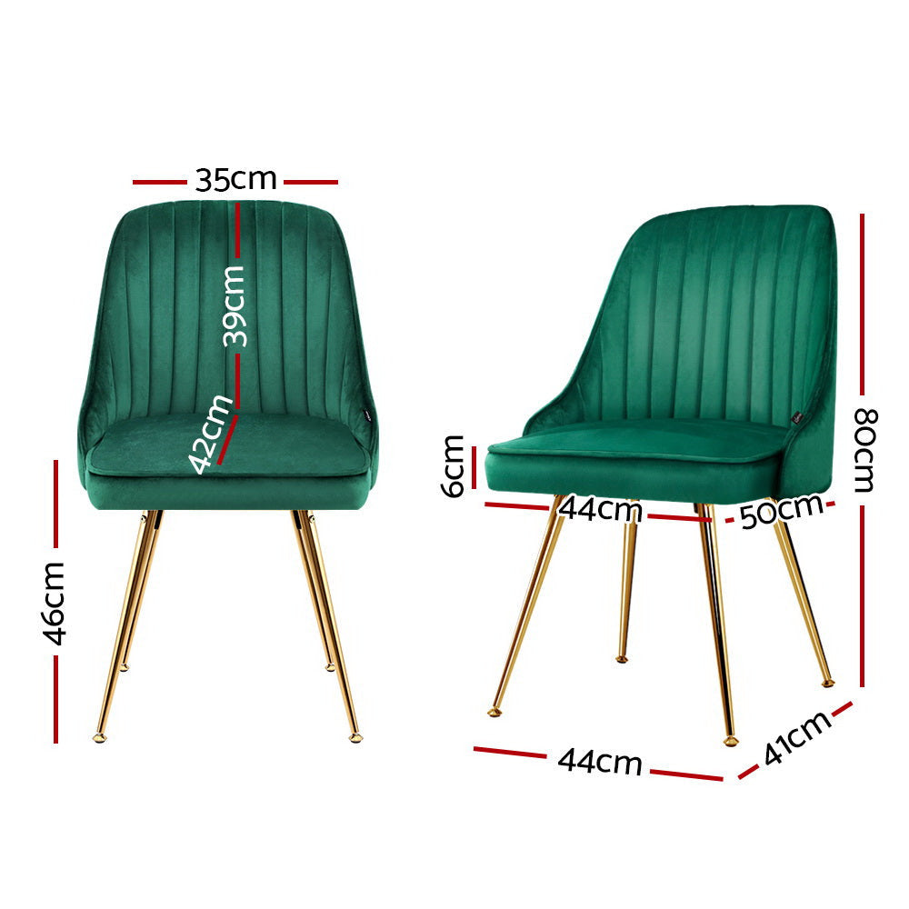 Alice Velvet Channel Tufted Dining Chairs Set of 2 - Green