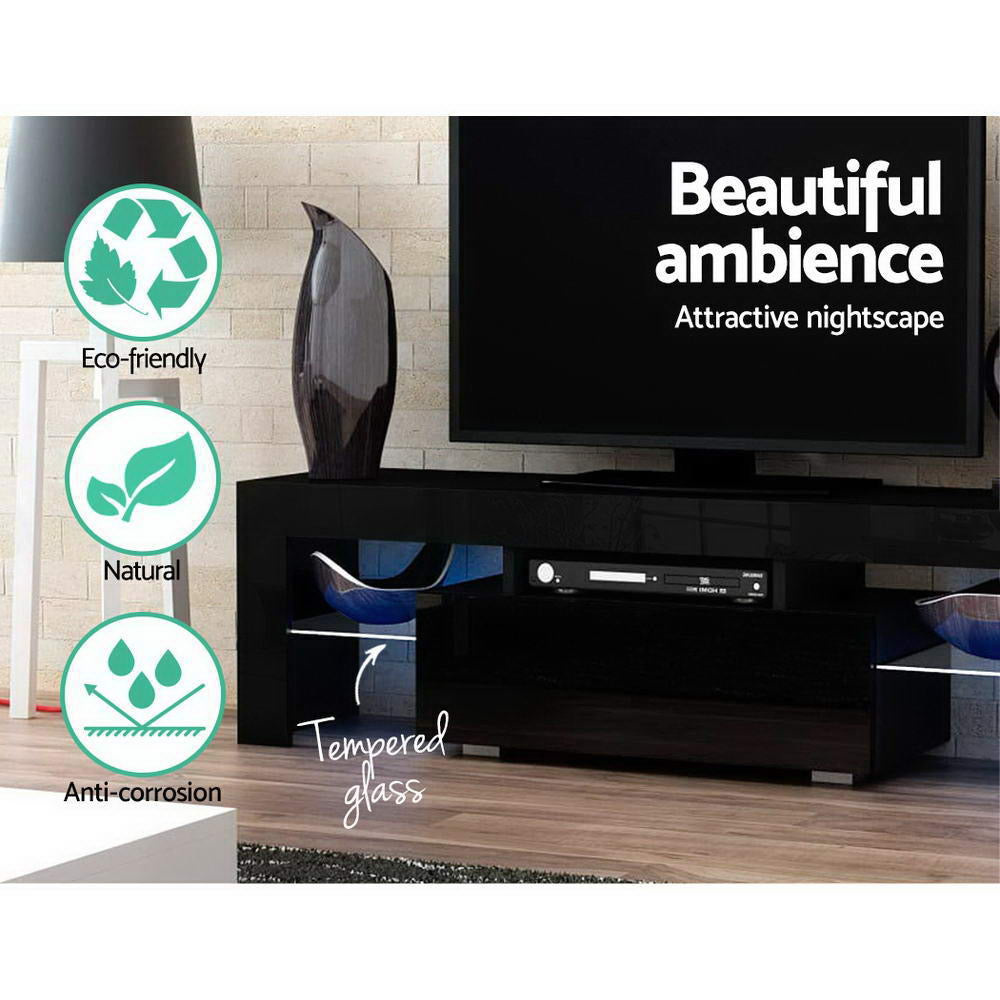 Black Elo Entertainment Unit TV Cabinet LED 130cm