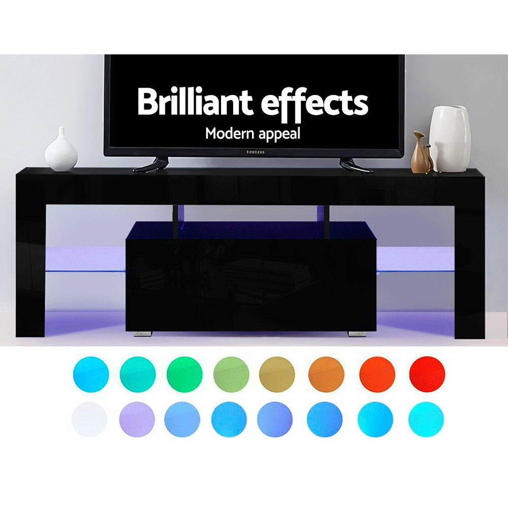 Black Elo Entertainment Unit TV Cabinet LED 130cm