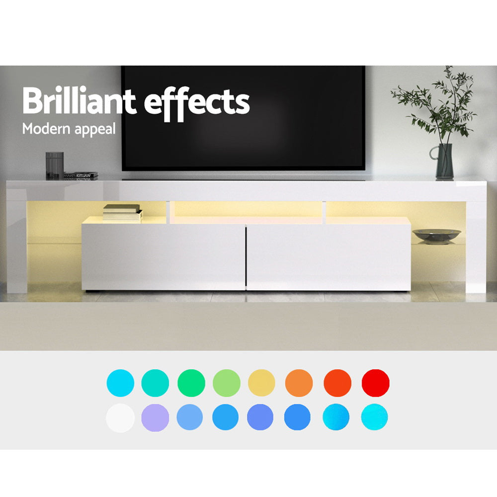 White Elo Entertainment Unit TV Cabinet LED 189cm