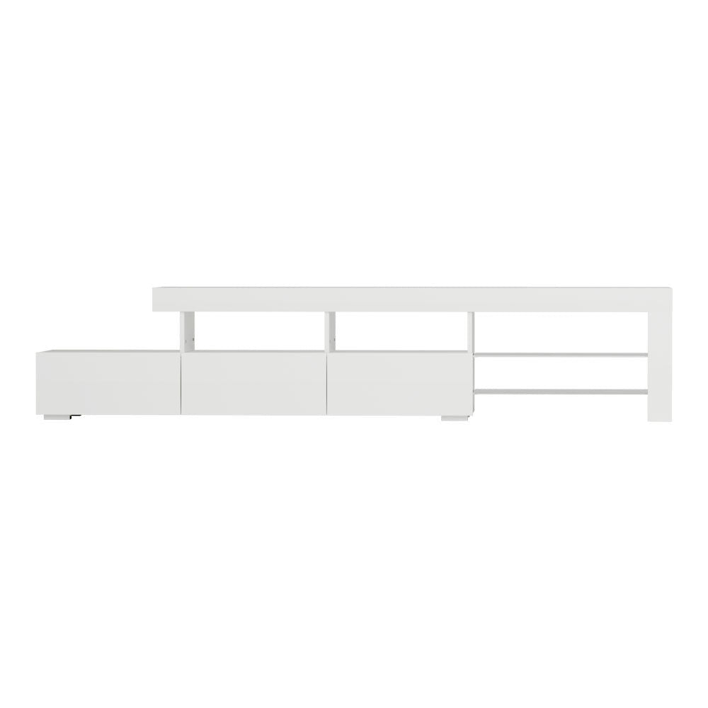 White Caya Entertainment Unit TV Cabinet LED 215cm