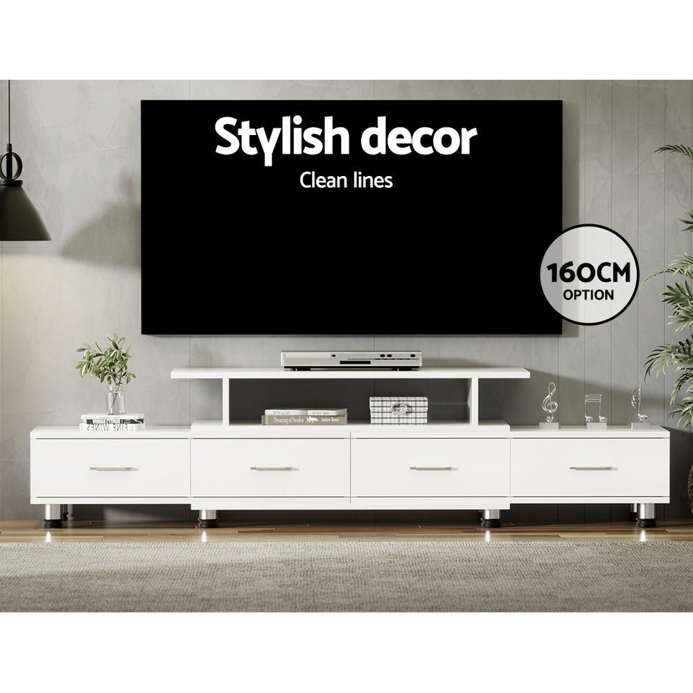 Kylie White TV Cabinet Entertainment Unit Stand Wooden 160CM To 220CM