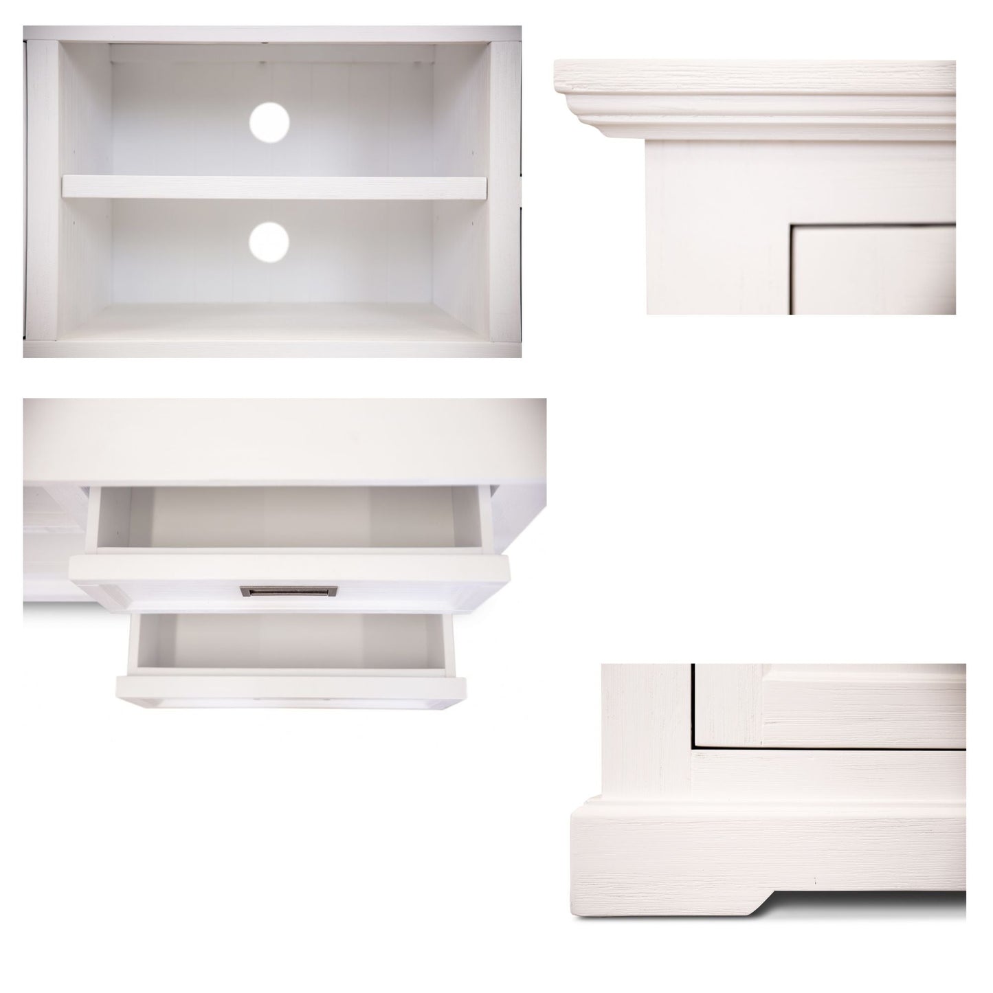 Amelia White Coastal Entertainment TV Unit 220cm - Solid Acacia Wood