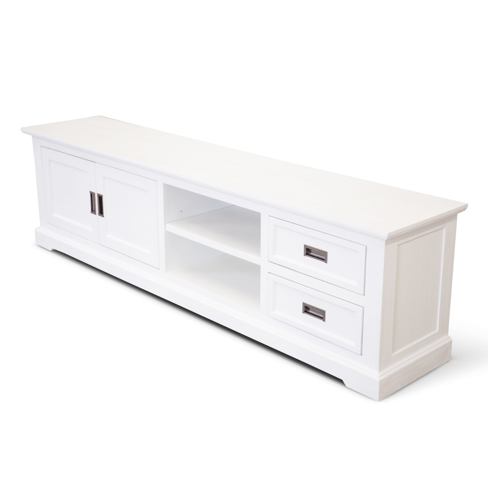 Amelia White Coastal Entertainment TV Unit 220cm - Solid Acacia Wood