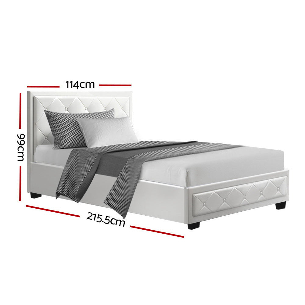 Delilah White Bed Frame King Single Size With Storage