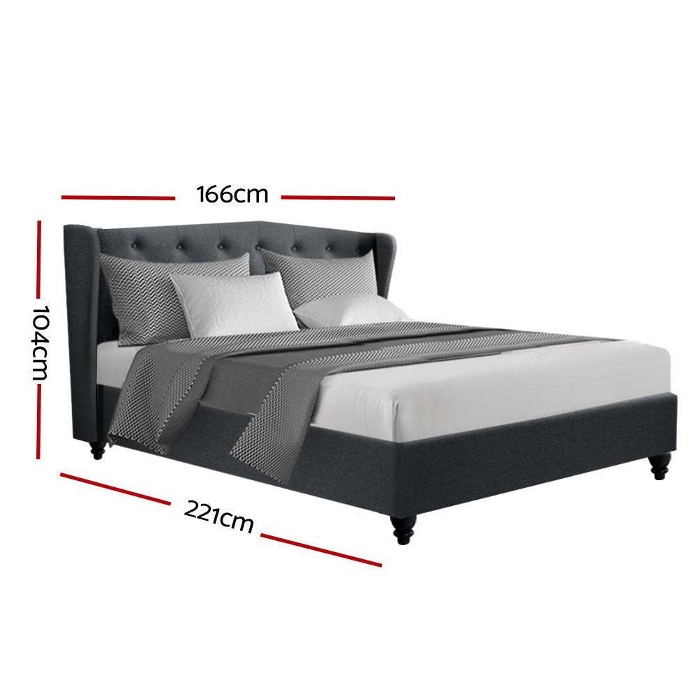 Sybil Bed Frame Queen Size Charcoal