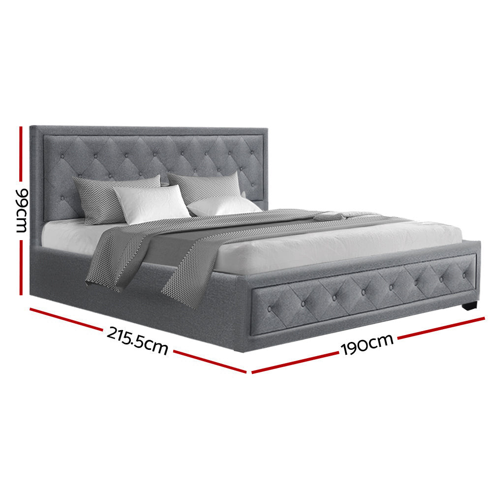 Terry Grey Bed Frame King Size with Storage