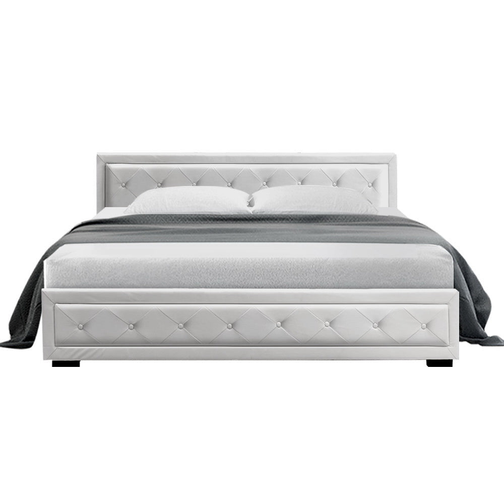 Cosima White Bed Frame King Size with Storage