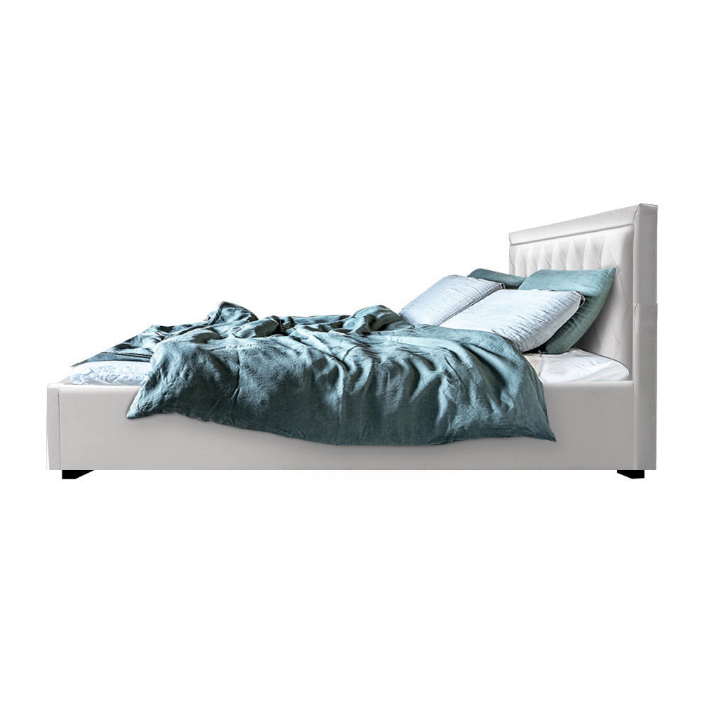 Cosima White Bed Frame King Size with Storage