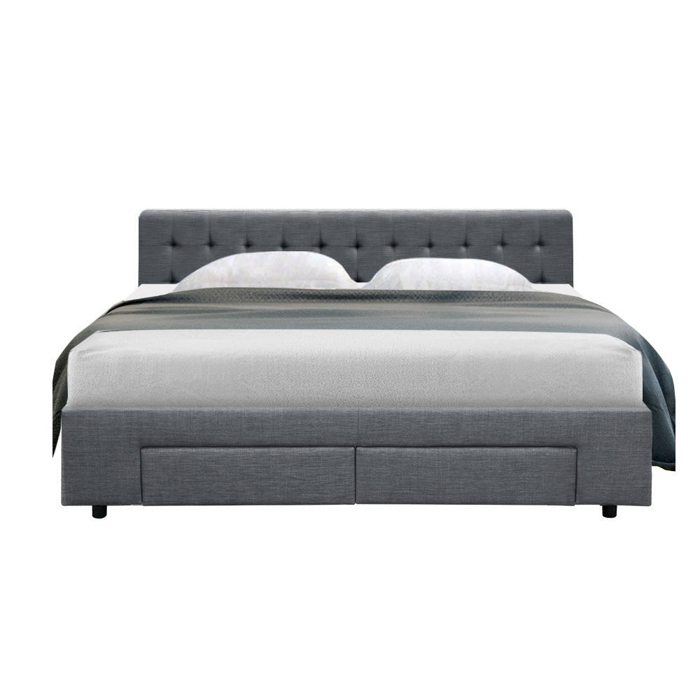 Mario Grey Bed Frame King Size with Storage