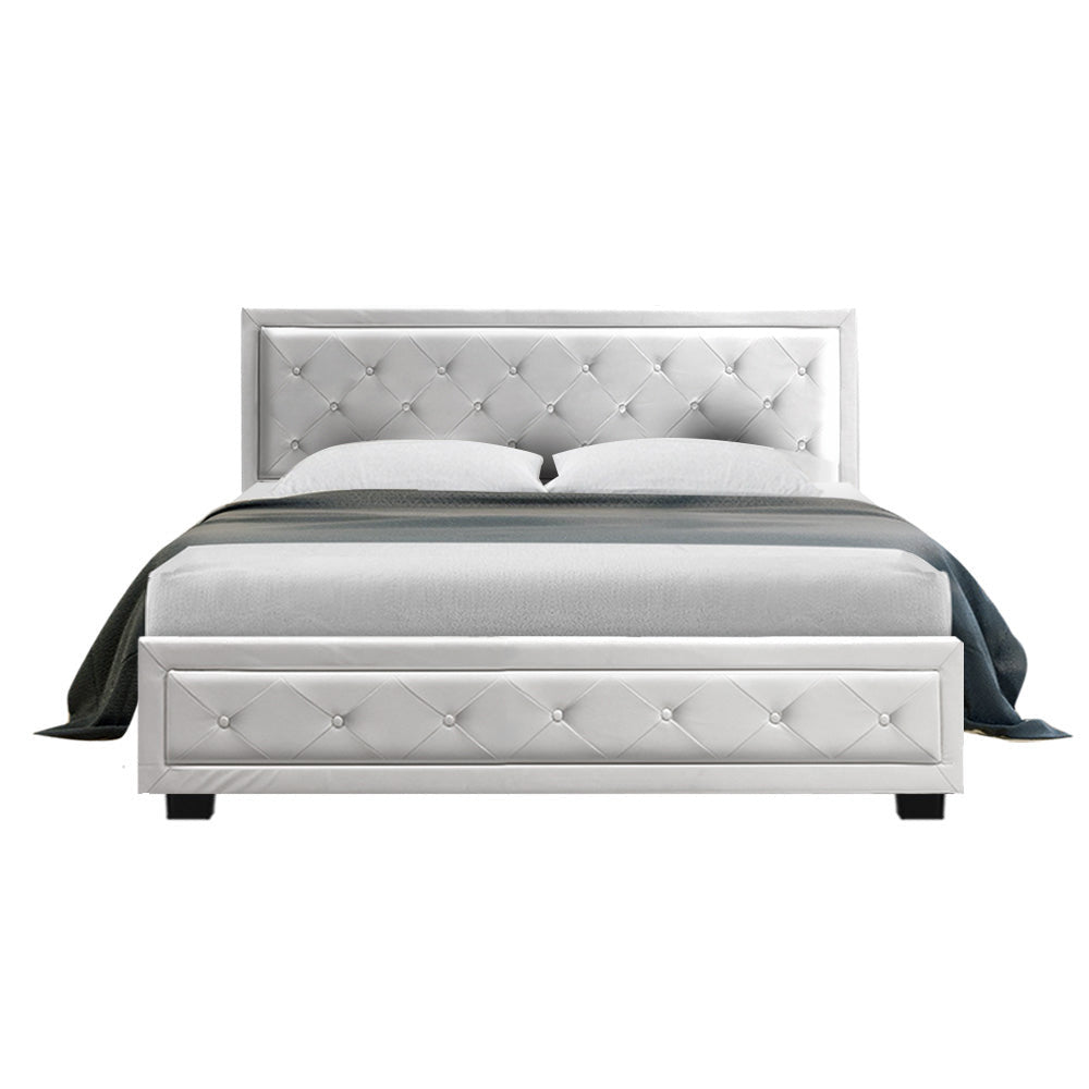 Cosima White Bed Frame Queen Size With Storage