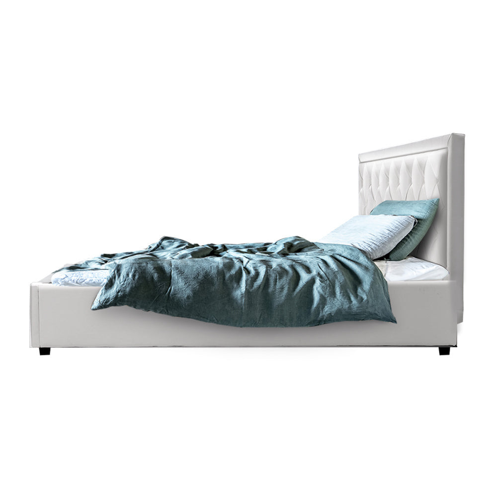 Cosima White Bed Frame Queen Size With Storage