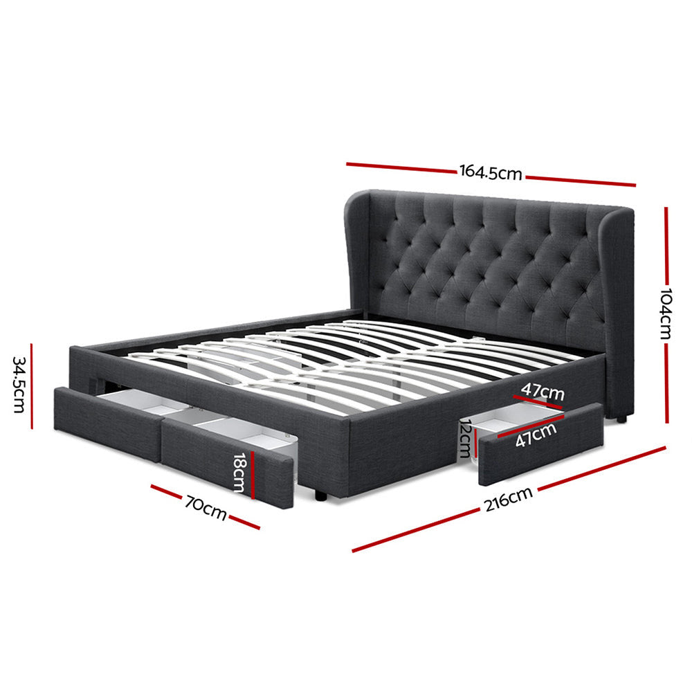 Dolly Charcoal Bed Frame Queen Size With Storage