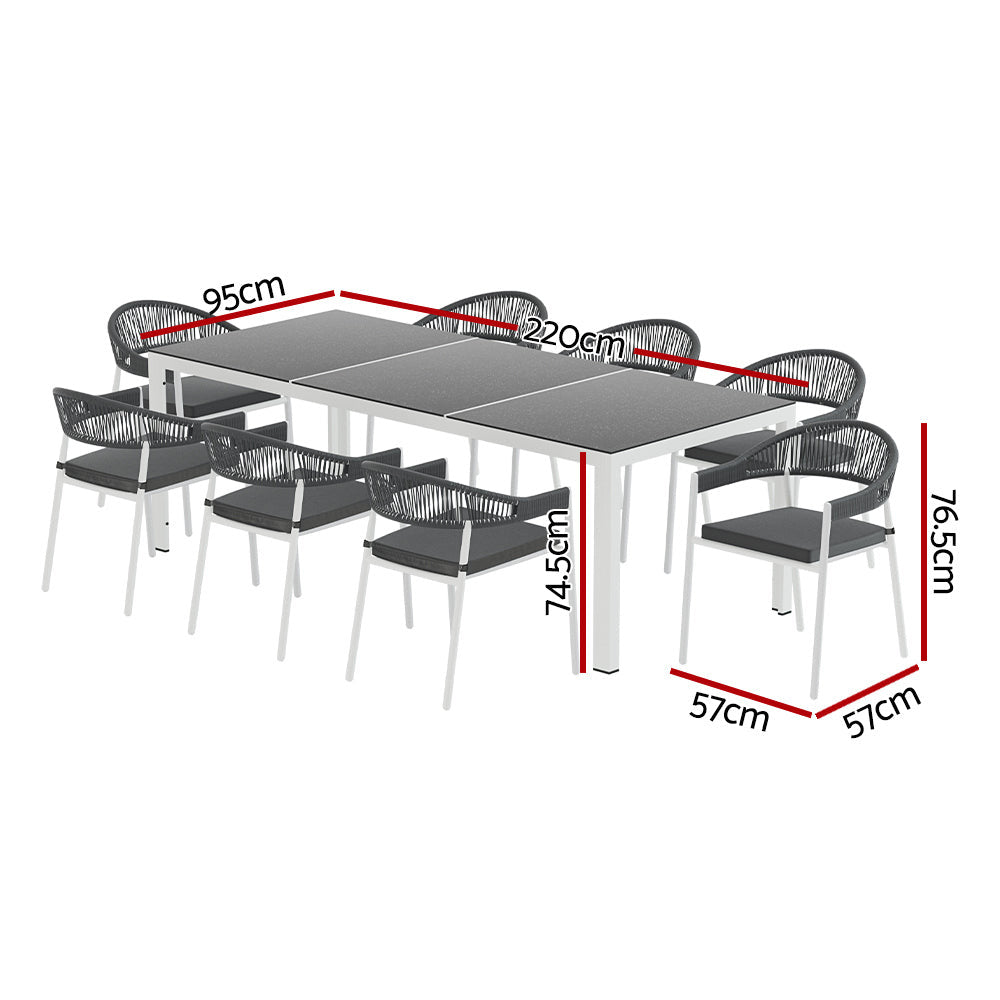 Maurice White 9 Piece Outdoor Dining Set