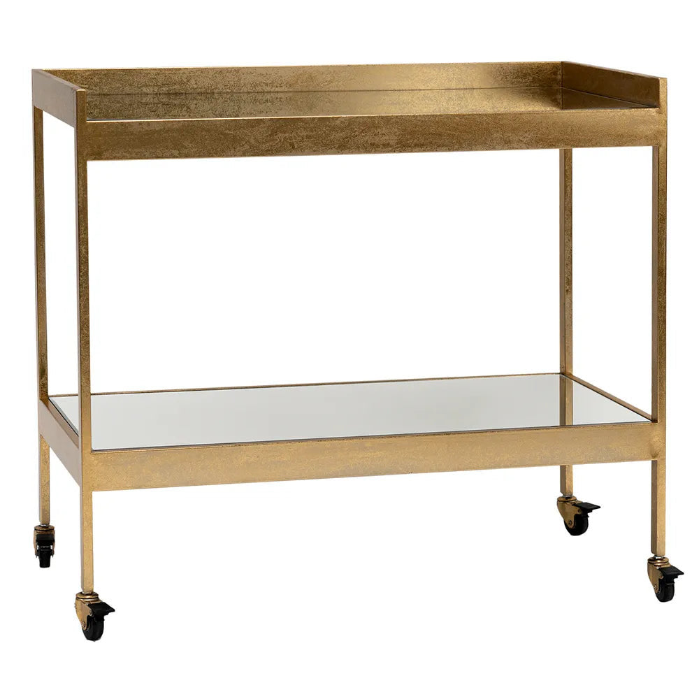 Fenton Mirrored Bar Cart - Gold Leaf