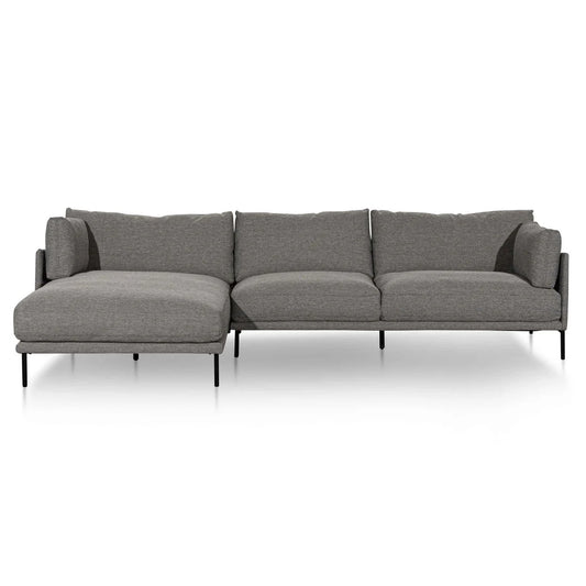 Darcy 4 Seater Left Chaise Fabric Sofa - Graphite Grey