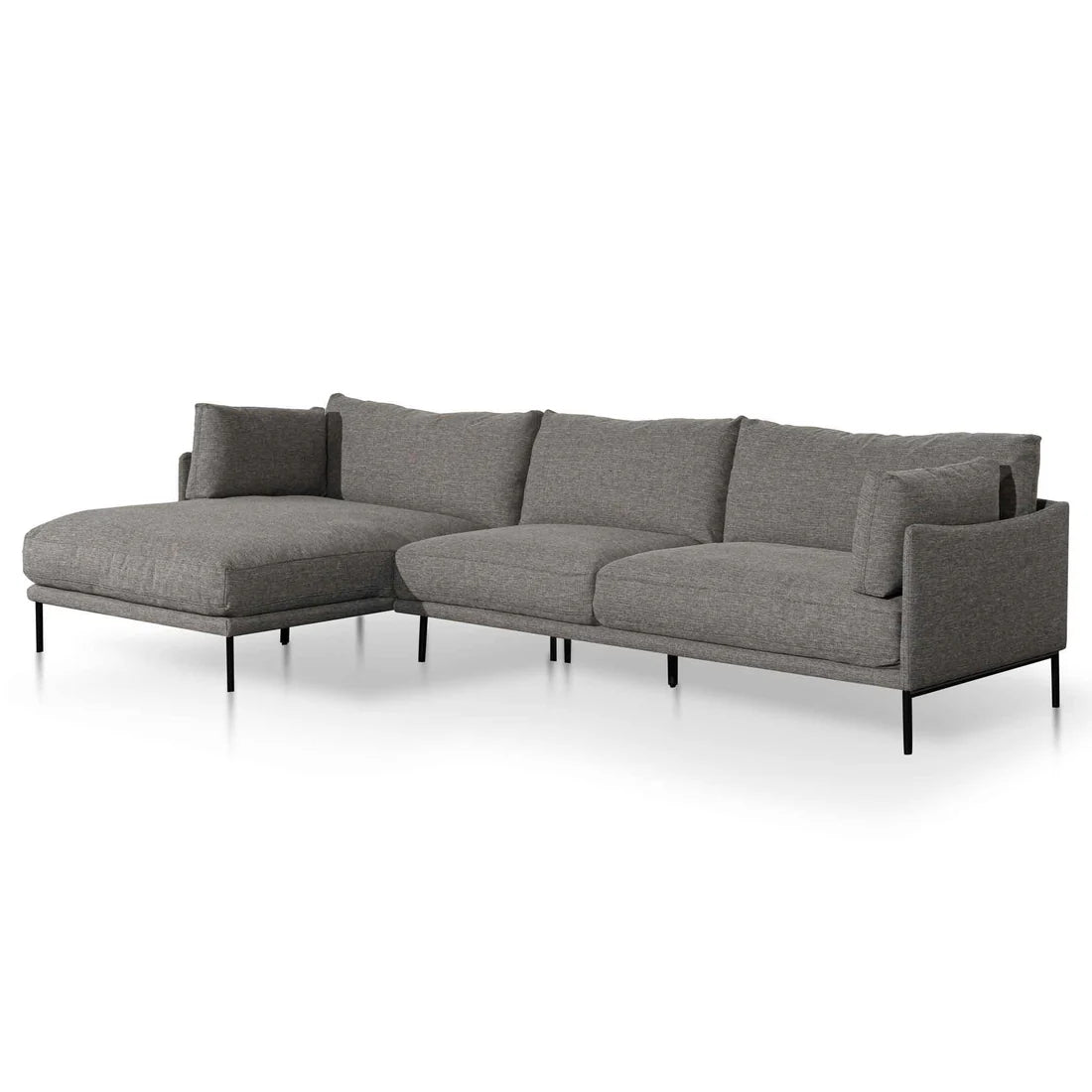 Darcy 4 Seater Left Chaise Fabric Sofa - Graphite Grey