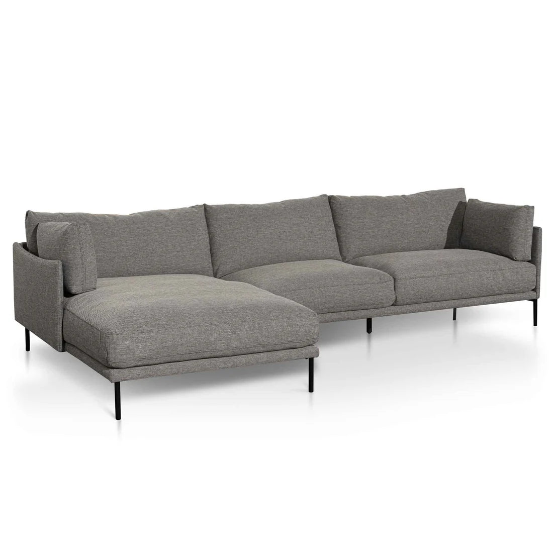 Darcy 4 Seater Left Chaise Fabric Sofa - Graphite Grey