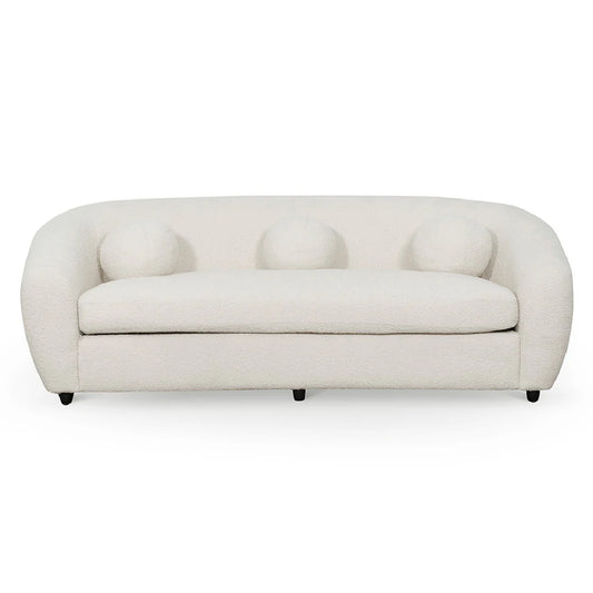 Cloud 3 Seater Fabric Sofa -  Ivory White Boucle