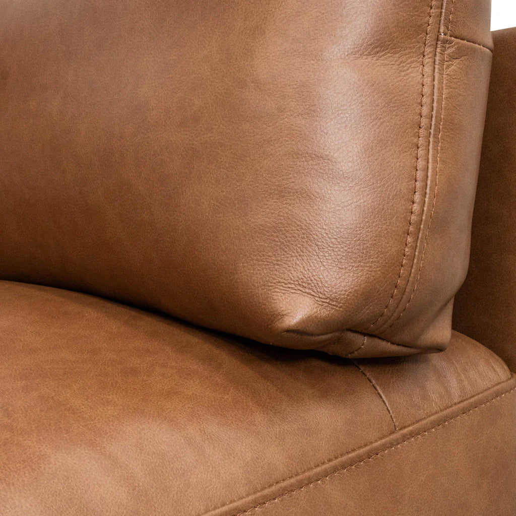 Darcy 4 Seater Left Chaise Leather Sofa - Caramel Brown