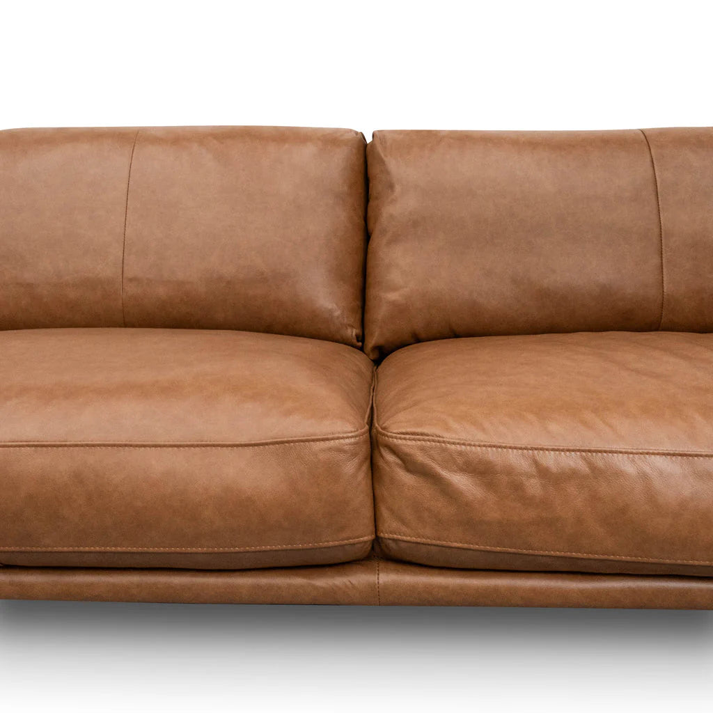 Darcy 4 Seater Left Chaise Leather Sofa - Caramel Brown