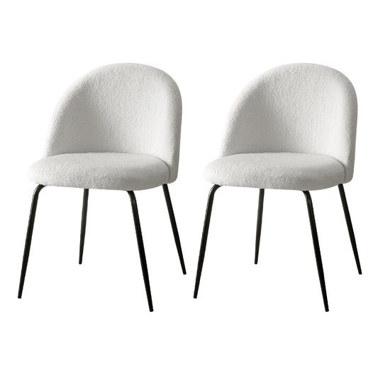 Layla Boucle Dining Chairs Set of 2 - White