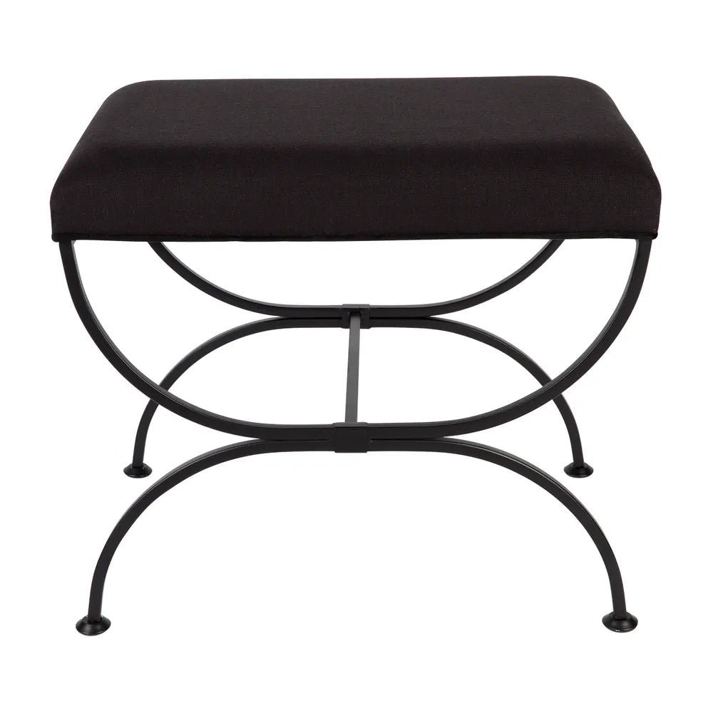 Novak Black Iron Stool - Black Linen