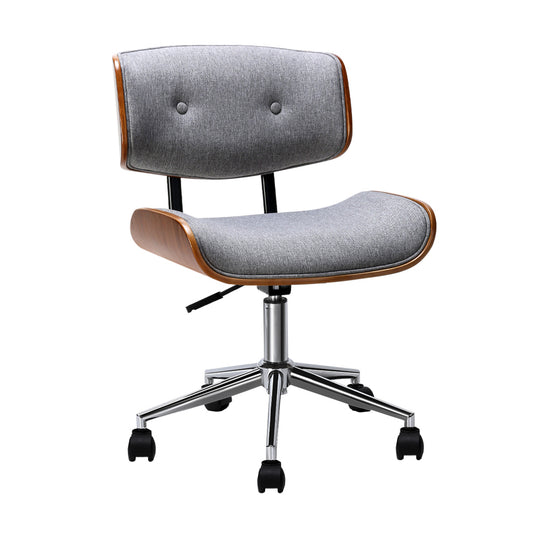 Clay Wooden Office Chair Fabric Seat Grey