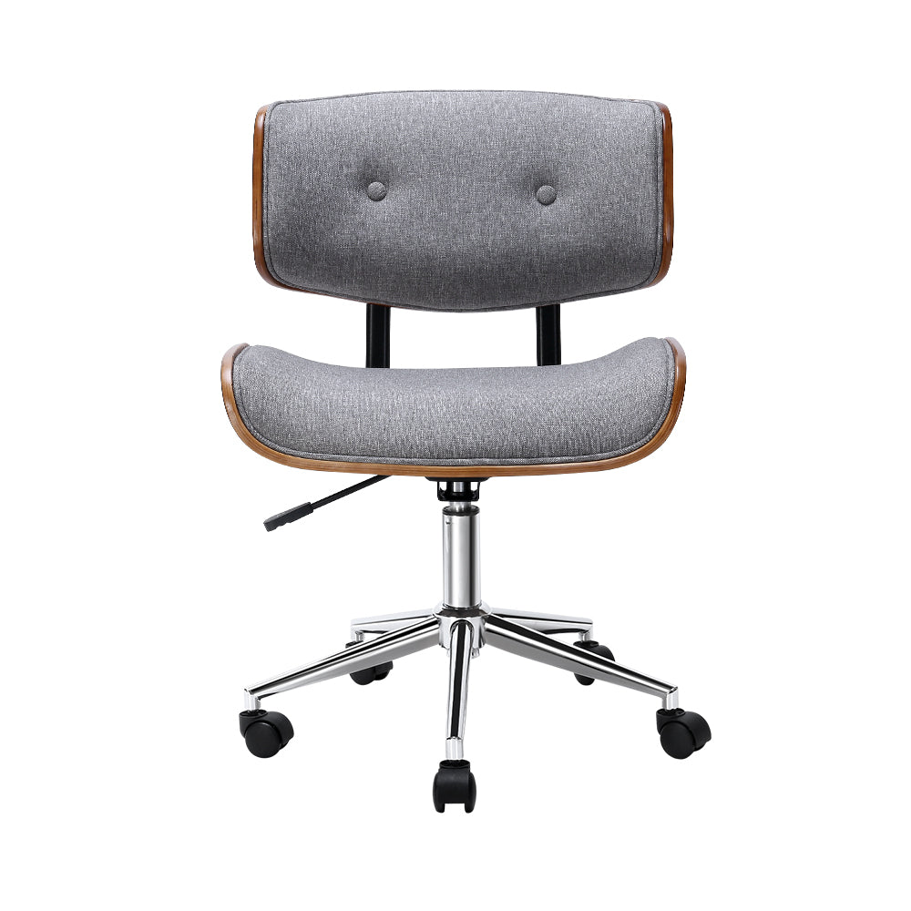 Clay Wooden Office Chair Fabric Seat Grey