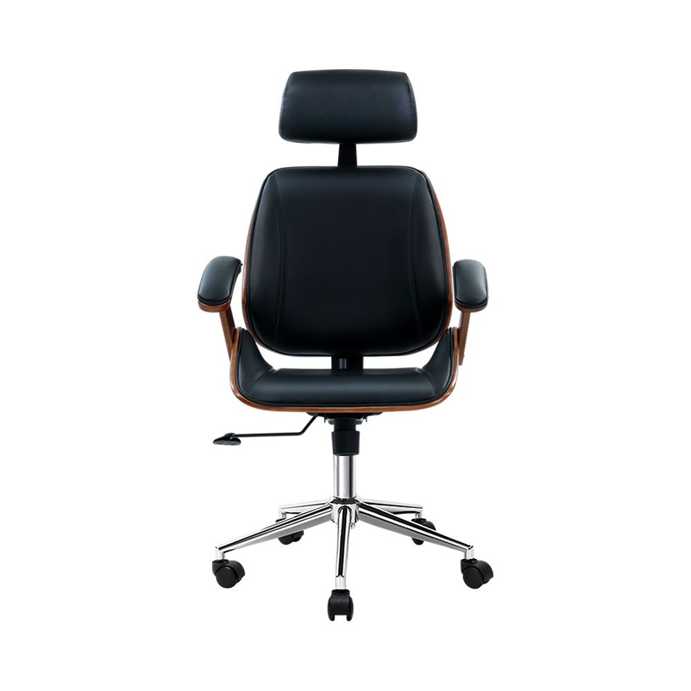 Raphael Wooden & Leather Office Chair - Black