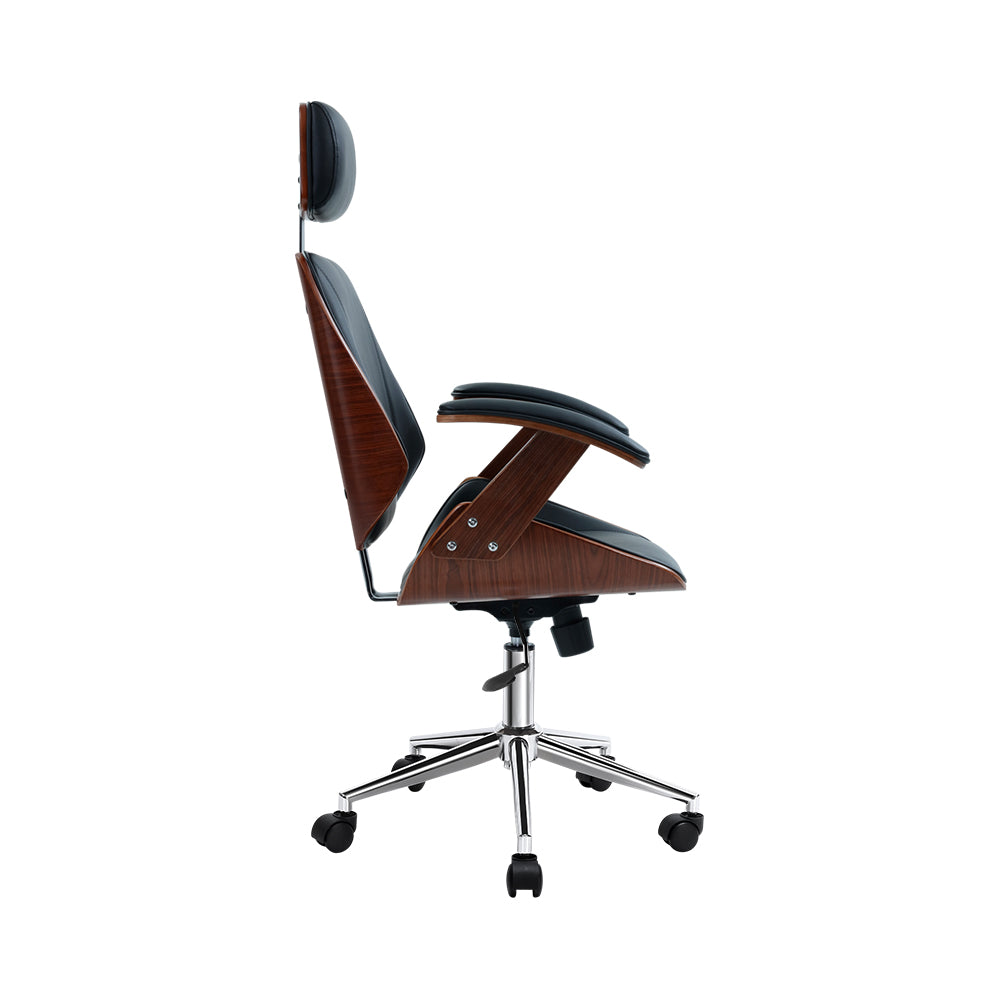 Raphael Wooden & Leather Office Chair - Black