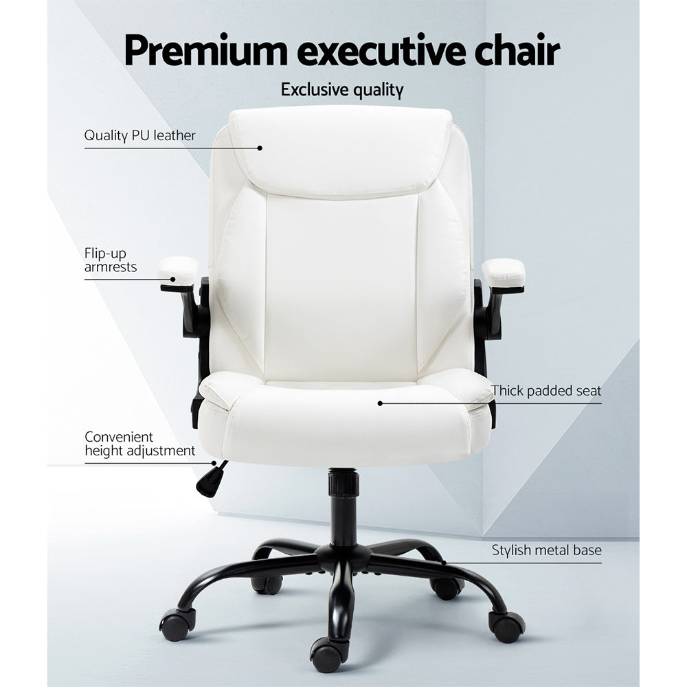 Henry Mid Back Executive Office Chair - White