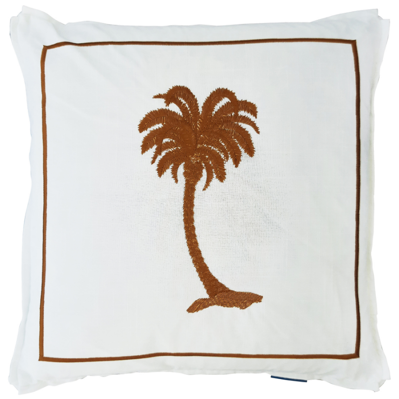 Paradise Palm Tree White Cushion Cover 