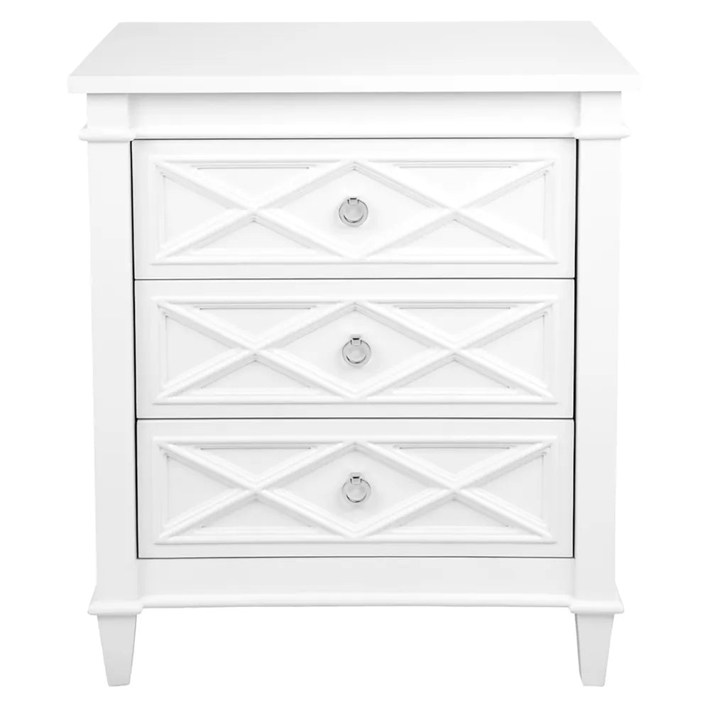 Plantation Bedside Table - Large White