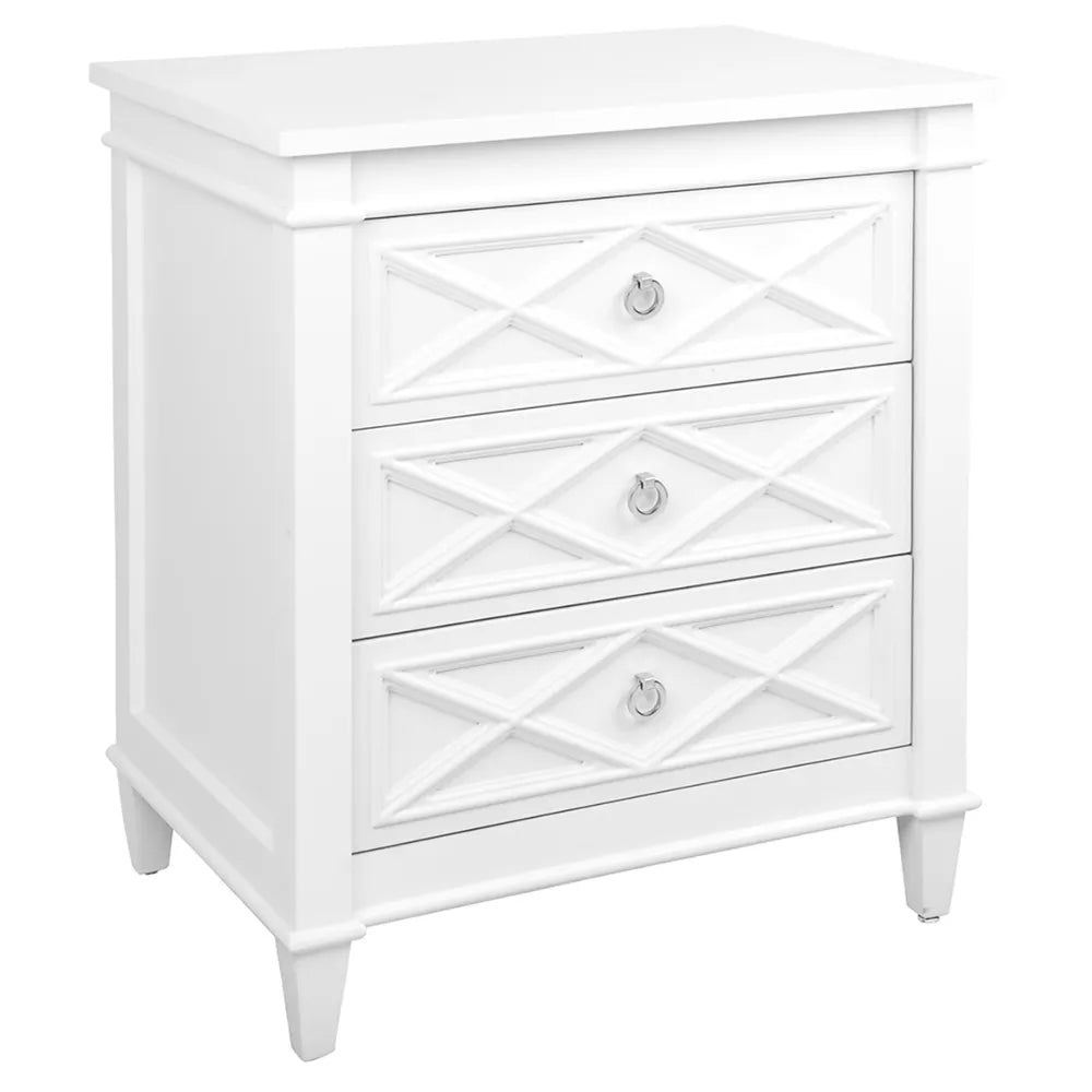 Plantation Bedside Table - Large White