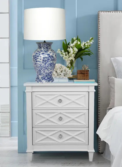 Plantation Bedside Table - Large White