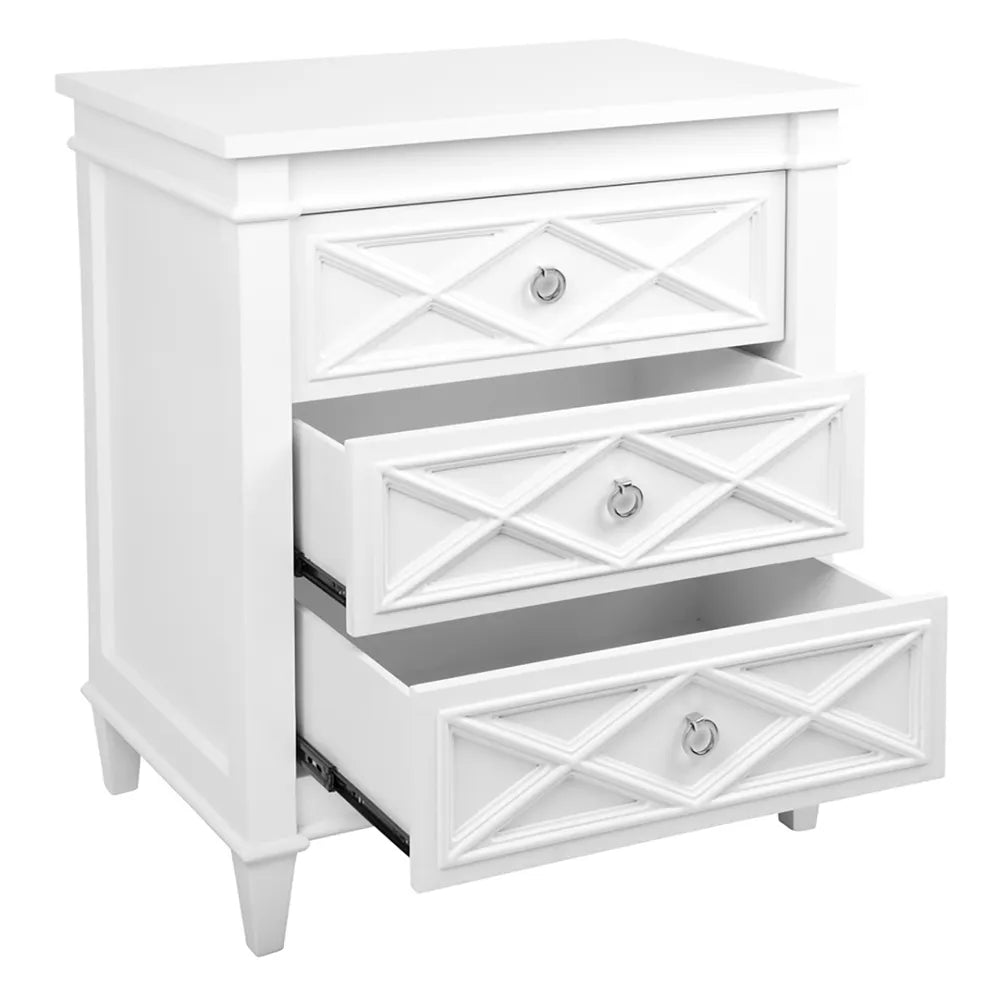 Plantation Bedside Table - Large White