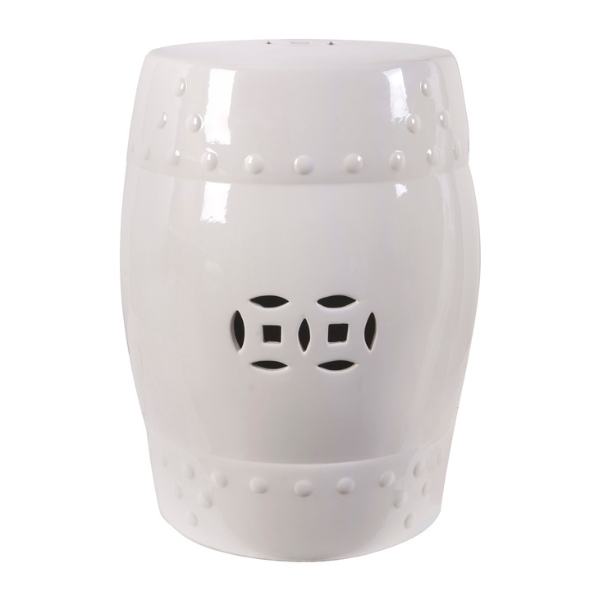 White Ceramic Stool 33 x 33 x 44cmh