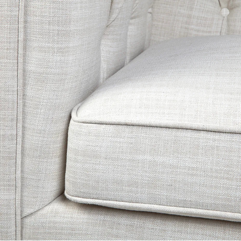 Tuxedo 3-Seater Tufted Sofa - Natural Linen