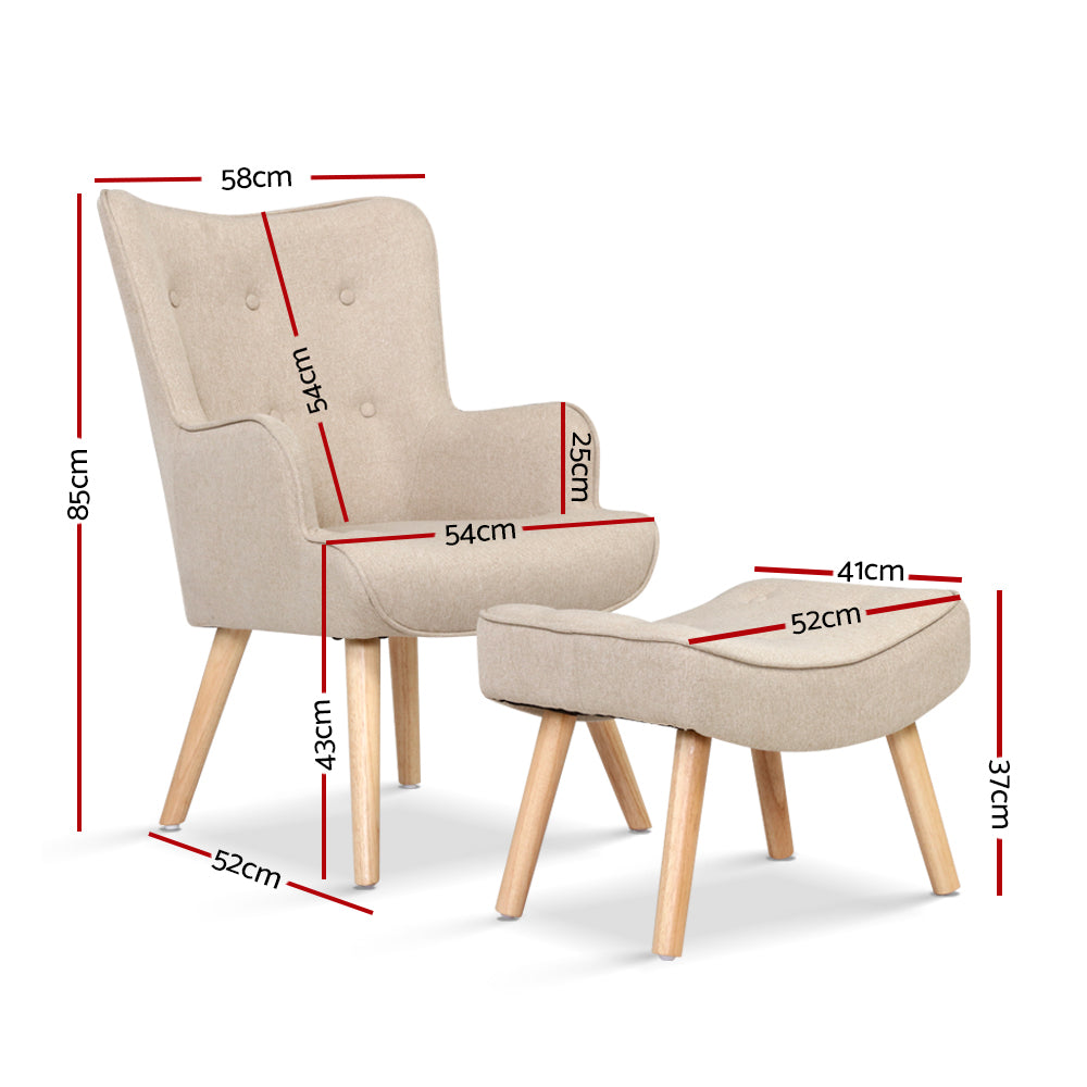 Smogen Armchair with Ottoman - Beige