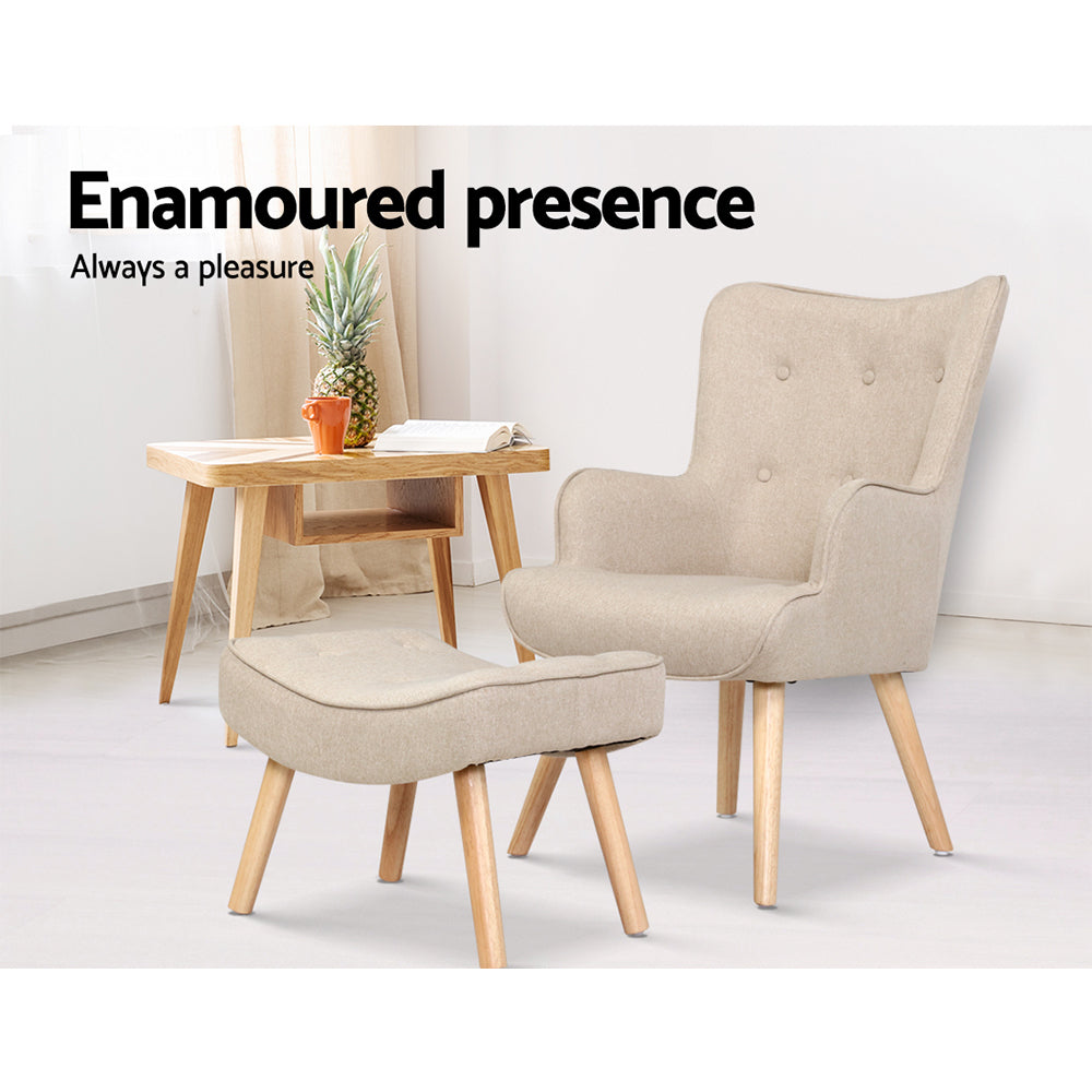 Smogen Armchair with Ottoman - Beige