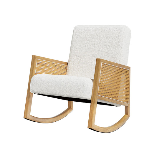 White Boucle Rocking Chair Armchair