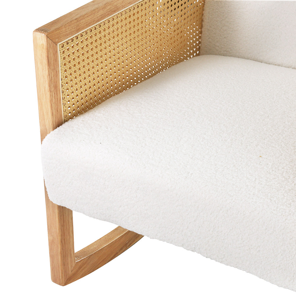 White Boucle Rocking Chair Armchair