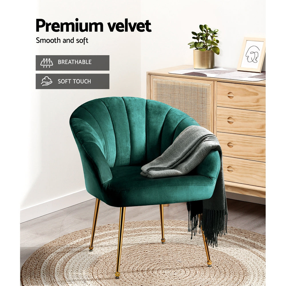 Eloise Accent Velvet Armchair - Green