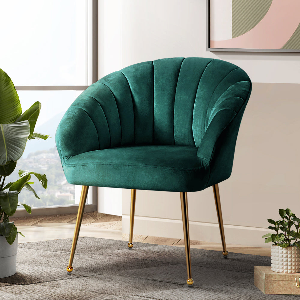 Eloise Accent Velvet Armchair - Green