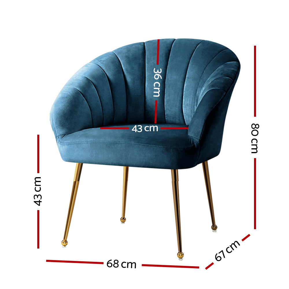 Eloise Accent Velvet Armchair - Blue