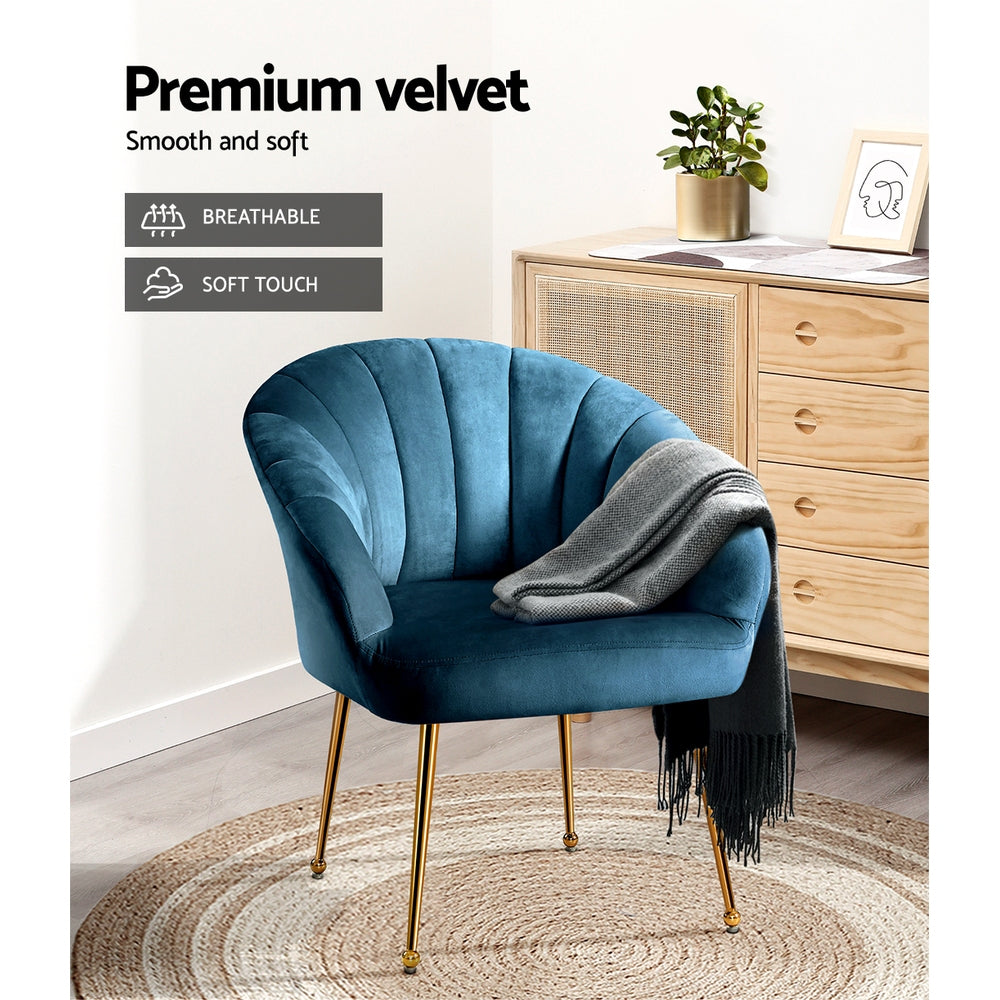 Eloise Accent Velvet Armchair - Blue