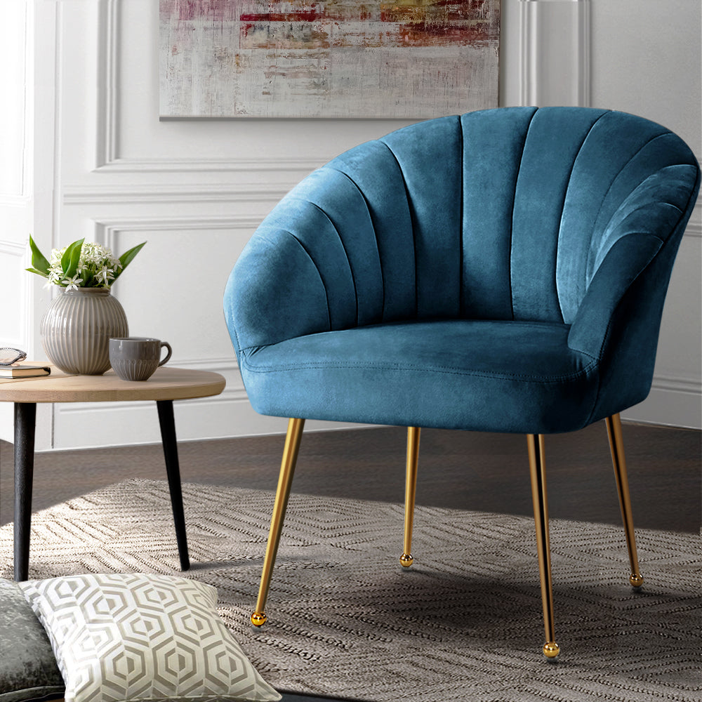 Eloise Accent Velvet Armchair - Blue