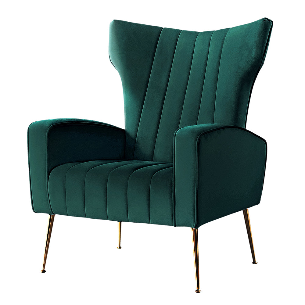 Kate Accent Velvet Armchair - Green